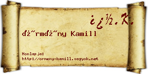 Örmény Kamill névjegykártya